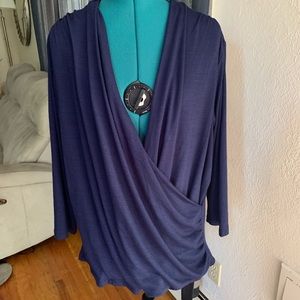41 hawthorn henri surplice wrap ruched knit top